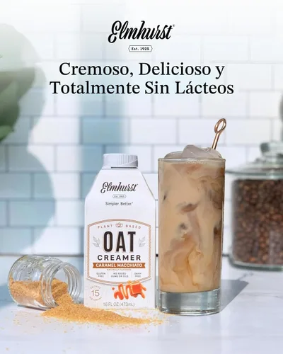 Vista 6 de Elmhurst 1925 Crema de avena de caramelo Macchiato, a base de plantas, vegana, 16 onzas (paquete de 6)