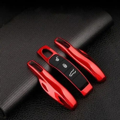 Vista 3 de TEAMWILL Funda para llave remota de fibra de carbono para Porsche Panamera Cayenne Macan (negro)