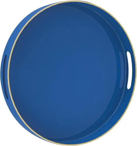 Vista 30 de MAONAME - Bandeja decorativa verde oscuro, bandeja de servir redonda de 13 pulgadas con asas, bandejas de plástico para mesa de café, bandejas
