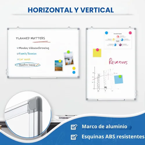 Vista 3 de DOLLAR BOSS Pizarra magnética blanca, 30 x 20 pulgadas, pizarra de borrado en seco de doble cara Whiteboard