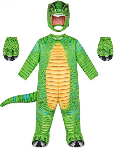 Vista 2 de UNDERWRAPS Disfraz unisex para niños con estampado T-rex verde