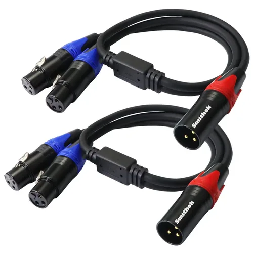 Vista 8 de Smithok Cable divisor XLR, cable doble hembra a macho Y (divisor XLR de 3 pines, 2 hembra a 1 macho), adaptador de audio de cable divisor