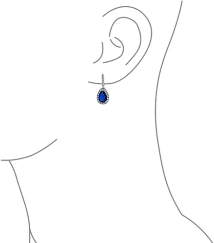 Vista 3 de Juego de joyas nupciales de 7 a 15 quilates, estilo vintage, halo de circonita cúbica AAA, circonita cúbica, aretes de gota a presión, lágrima