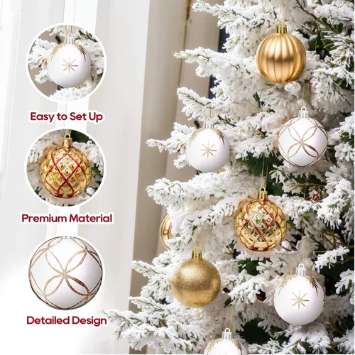 Vista 4 de DeckTheHalls Adornos de bolas de Navidad, 30 piezas de 2.5 pulgadas irrompibles, bolas de decoración navideña para colgar en el árbol de Navidad
