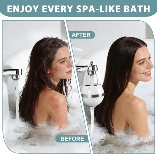 Vista 2 de Filtro de baño para bañera, filtro de agua para tina para piel y cabello más suaves, filtro de agua de baño de filtración de grado hotelero de 8