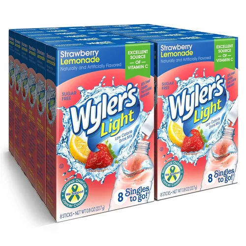 Vista 18 de Wyler's Light Paquetes de polvo Singles to Go, mezcla de bebida de agua, paquete variado de 40 unidades, limonada rosa, fresa y arándanos, sin