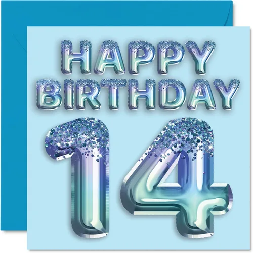 Vista 27 de Stuff4 Tarjeta de primer cumpleaños para niños, globo de fiesta con purpurina azul, tarjetas de feliz cumpleaños para niño de 1 año, nieto, hijo, 57