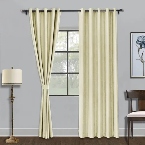 Vista 26 de Fcosie Cortinas opacas de 84 pulgadas de largo con textura de lino, con aislamiento térmico, con ojales en la parte superior con forro opaco blanco