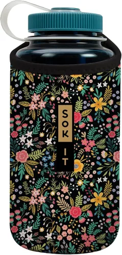 Vista 63 de Sok It BotlSok Funda para botella de agua con cubierta de neopreno aislante (Floral abstracto, se ajusta a CamelBak o Nalgene de 12 onzas)