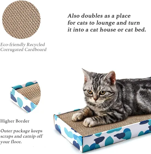 Vista 4 de PEEKAB Rascador de cartón reversible para gatos, almohadilla para rascar para gatos, cartón corrugado, incluye hierba gatera