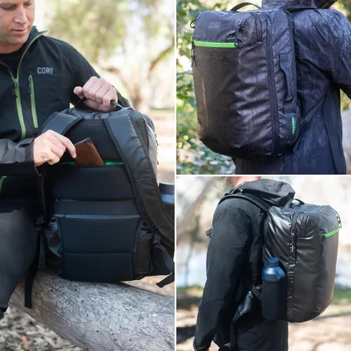 Vista 43 de COR Surf Mochila de viaje de mano Island Hopper 2.0 Mochila ultraligera aprobada para artículos personales 28L Negro Edición impermeable