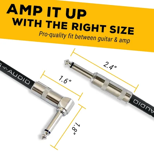 Vista 6 de GLS Audio Cable de instrumento – Cable de amplificador para bajo y guitarra eléctrica – Cable recto a recto para instrumentos de 1/4 de pulgada