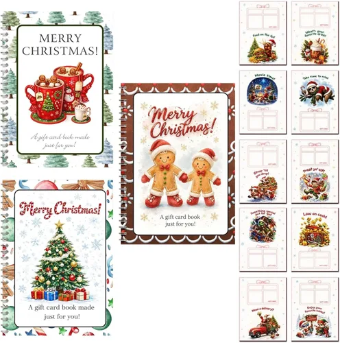 Vista 13 de Christmas Gift Card Book Spiral Bound Holder, 10 Pages，3PCS-A