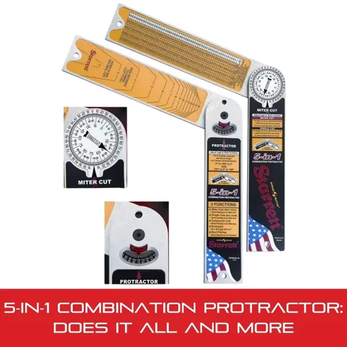 Vista 3 de Starrett ProSite 505 - Transportador combinado de aluminio, ideal para carpinteros, fontaneros y mejoras para el hogar de bricolaje, 7 pulgadas