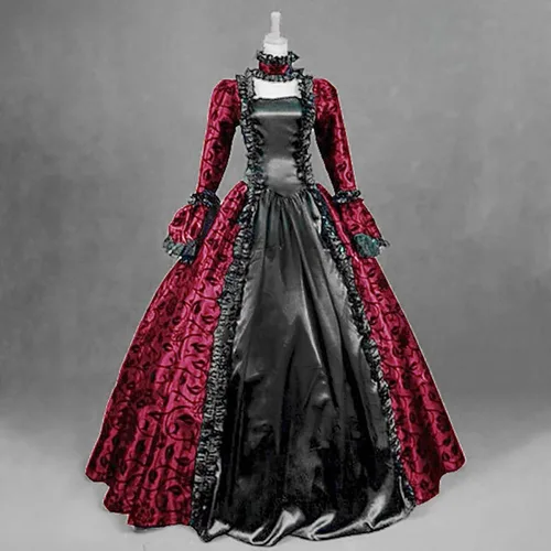 Vista 2 de SHOPESSA Disfraces de Halloween para mujer, vestido victoriano, vestido de baile para mujer, retro, medieval, renacentista, hasta el suelo, ropa