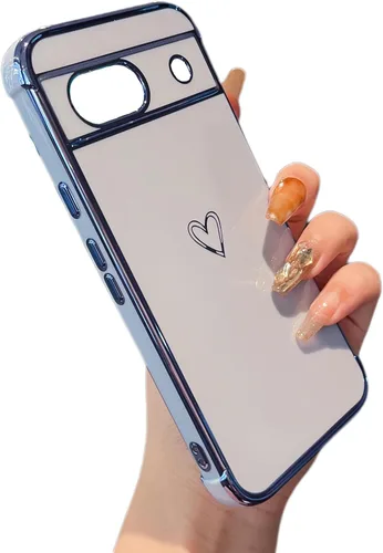 Vista 94 de ZTOFERA Funda diseñada para Google Pixel 7a, bonito diseño de corazones de amor con borde chapado y protección de lente de cámara, para Google Pixel