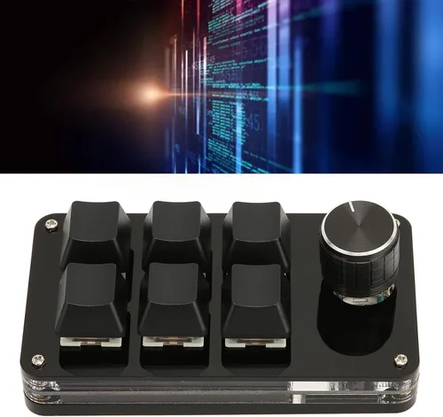 Vista 2 de Mini teclado mecánico de 6 teclas para juegos con una mano, teclado programable USB DIY, teclado programable OSU para juegos y oficina