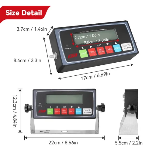 Vista 2 de Indicador digital aprobado por PEC NTEP con pantalla LED para básculas de piso, ganado y camiones, indicador de escala de instrucciones (PEC-IN202)
