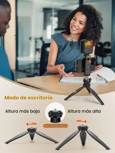 Vista 6 de USKEYVISION Kit de vlogging mejorado con micrófono de solapa inalámbrico, kit de YouTube para iPhone y teléfono inteligente con trípode retráctil