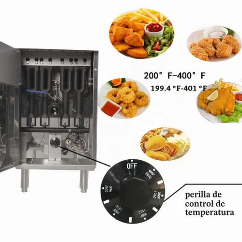 Vista 3 de CookRite ATFS-40 Freidora comercial con cestas, 3 tubos de acero inoxidable, freidoras de piso de gas natural, 102000 BTU