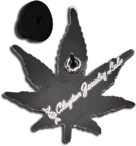 Vista 4 de Clayton Jewelry Labs - Pin de solapa esmaltado con hojas de marihuana