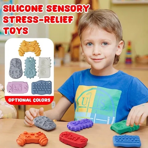 Vista 6 de Juguetes sensoriales antiestrés para niños y adultos, 6 piedras sensoriales texturizadas para autismo, TDAH, niños, calmantes, piedras