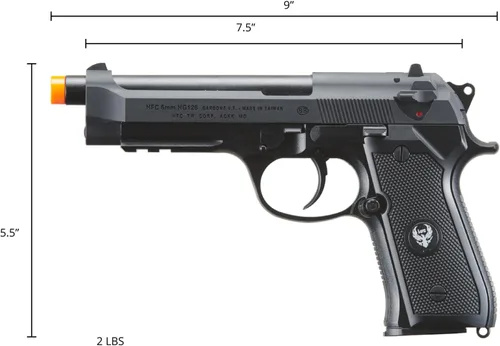 Vista 5 de HFC Steel Beretta M9 300 FPS Pistola de Airsoft de gas verde
