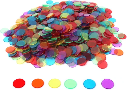 Vista 13 de GSE Games & Sports Expert Blue Bingo Chips, 1,000 piezas de 3/4 pulgadas de alto contraste transparente para juegos de bingo, fiestas