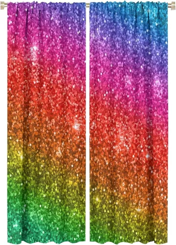 Vista 57 de Cortinas opacas abstractas de arco iris, pintura de color arcoíris con gotas, diseño gráfico creativo con bolsillo para barra, para sala de estar