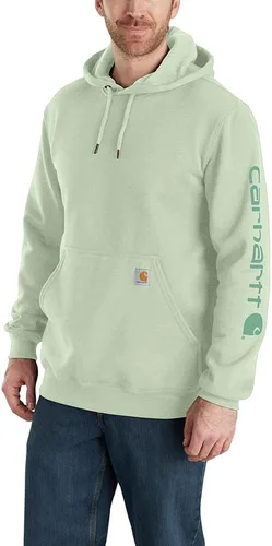Vista 55 de Carhartt Sudadera de ajuste holgado para hombre con logotipo en la manga, de peso medio, gráfica, liquidación Terreno ámbar