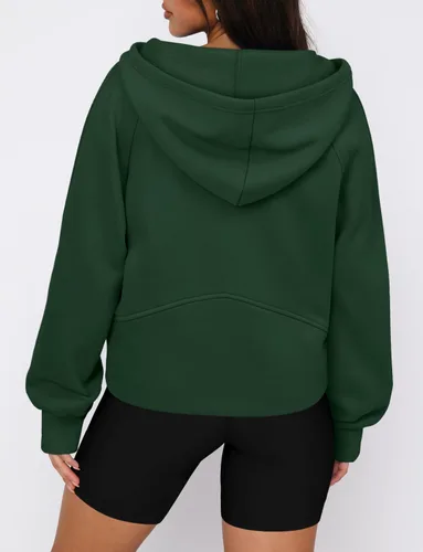 Vista 5 de BETTE BOUTIK Sudaderas con capucha atléticas con media cremallera para mujer, con forro polar, ropa de invierno 2023
