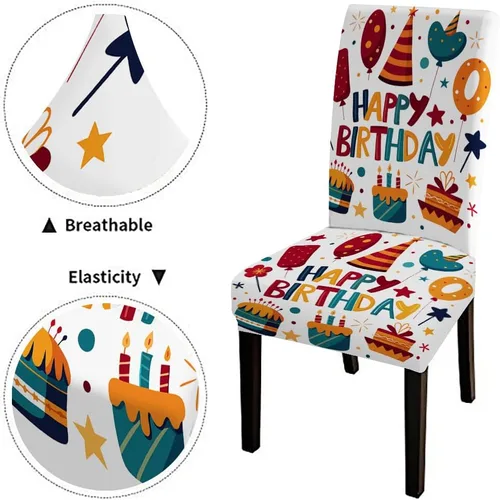 Vista 30 de CAPSCEOLL Christmas Dining Chair Covers,Snowflakes Festive Winter Pattern Stretch Chair Covers for Dining Room Set of 2 Washable Spandex Parson