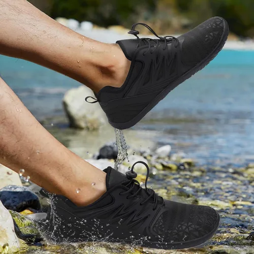 Vista 2 de L-RUN Zapatos de agua para hombre y mujer, zapatos de agua descalzos para senderismo, secado rápido, calcetines acuáticos para natación, buceo