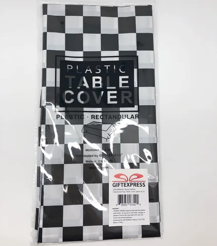 Vista 6 de Mantel desechable para fiestas con motivo de bandera de meta de carreras de automovilismo, a cuadros negros y blancos, de GIFTEXPRESS® (paquete de 2)