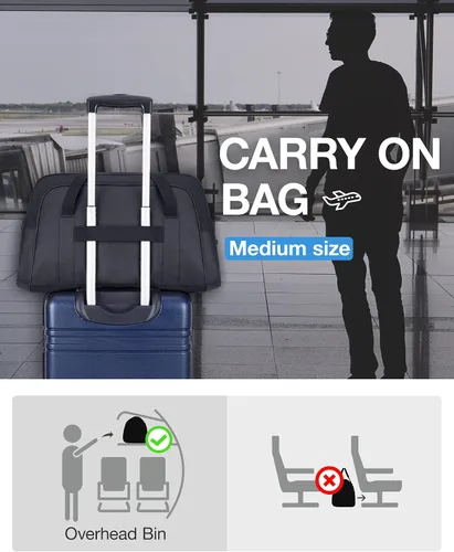 Vista 6 de BAGSMART Bolsa de viaje Negro 40L Bolsa de viaje