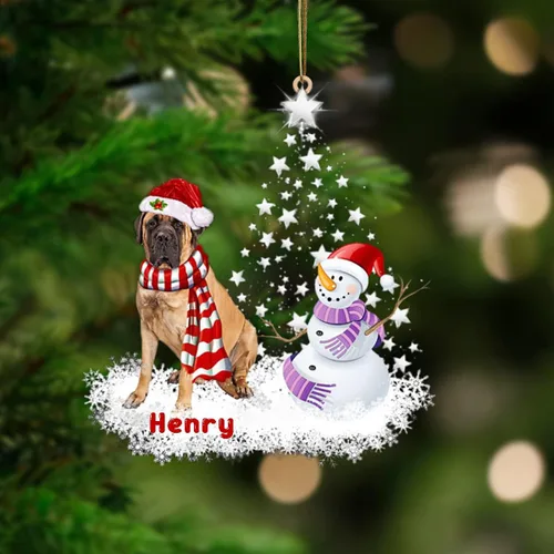 Vista 44 de Nazenti Adorno personalizado de árbol de bulldog americano con 1 soporte debajo de la estrella, adorno de perro personalizado para amantes