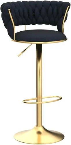 Vista 5 de Juego de 2 taburetes de bar giratorios de terciopelo, taburete de bar ajustable con respaldo tejido, sillas de comedor tapizadas, taburetes de bar