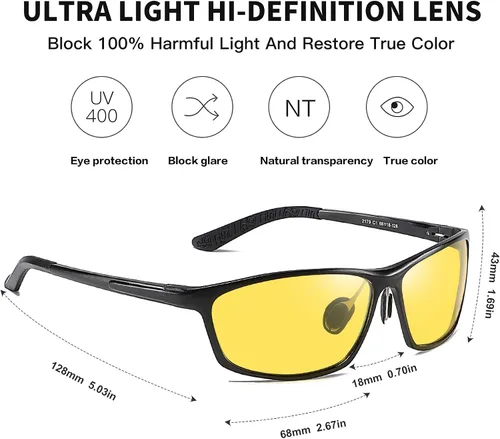Vista 3 de DUCO Gafas de visión nocturna polarizadas para conducción nocturna para hombre