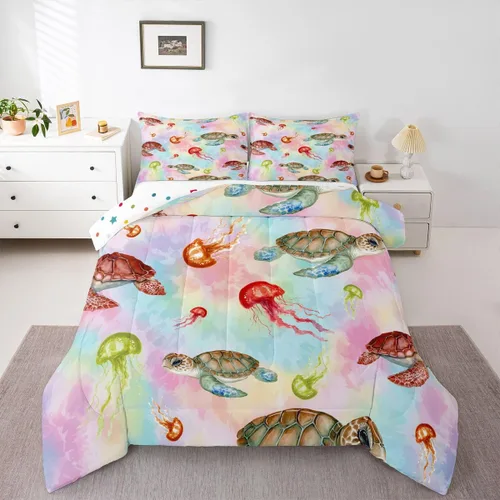 Vista 39 de Erosebridal Edredón náutico costero, juego de ropa de cama y colecciones de playa de verano, estilo clásico, edredón de plumón oceánico