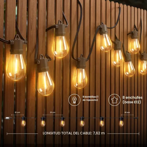 Vista 6 de addlon - Serie de luces LED para exteriores de 7.6 m con focos Edison irrompibles, cadena resistente a la intemperie y de grado comercial, luces