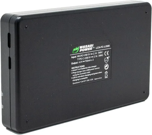 Vista 3 de Wasabi Power Cargador dual micro USB para Ricoh Pentax D-LI92 y Ricoh Pentax Optio I-10, RZ10, RZ18, WG-1, WG-1 GPS, WG-2, WG-2 GPS, WG-3, WG-3