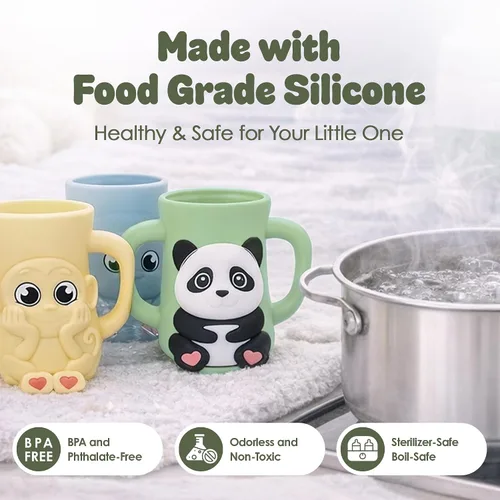 Vista 6 de Funda de silicona para botella de vidrio natural Philips Avent de 8 onzas Protector contra caídas + asas de fácil agarre Material seguro sin BPA