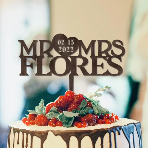 Vista 16 de Mr Mrs - Decoración personalizada para tartas de boda, novia y novio, decoración de tarta de boda, decoración de tarta de la señora para parejas