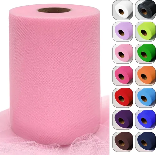 Vista 34 de Rollos de tela de tul verde ácido de 6 pulgadas por 100 yardas (300 pies) Cinta de tul para tutú, falda, envoltorio de regalo, decoración de boda