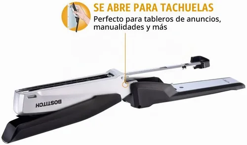 Vista 5 de Bostitch Office Executive Engrapadora de Escritorio de Metal, Engrapadora 3 en 1 Accionada por Resorte, Un Dedo, Compartimento de Almacenamiento