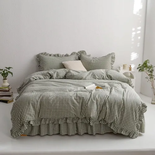 Vista 20 de mixinni Juego de funda de edredón vintage a rayas, tamaño twin, juego de ropa de cama de 3 piezas, 100% algodón lavado, suave y transpirable, funda