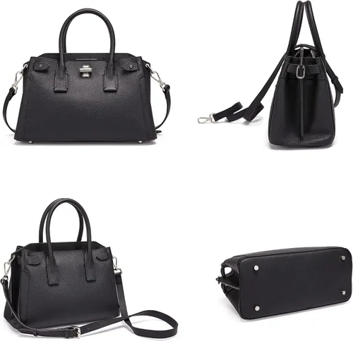 Vista 6 de Bolso de cuero para mujer, con asa superior media, con correas