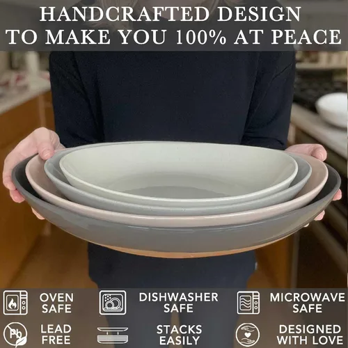 Vista 3 de Mora - Juego de 2 platos ovalados de cerámica grandes para el entretenimiento. Platos de cocina modernos para cenas, frutas, ensaladas, pavos, etc.