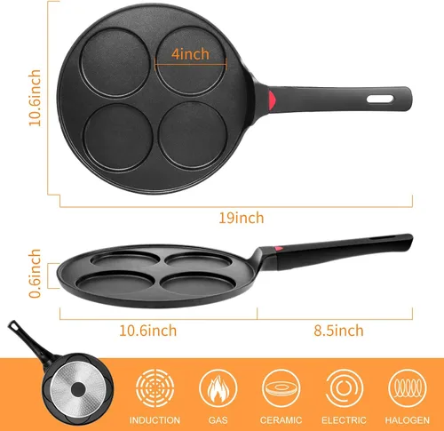 Vista 2 de Sartén para Panqueques Antiadherente - Adecuada para Todas las Estufas y Cocinas de Inducción, Plancha Mini Silver Dollar de 10.5 Pulgadas