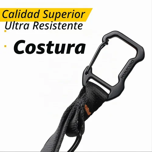 Vista 3 de DELSWIN Llavero de pulsera para llaves, correa de muñeca resistente con mosquetón y llavero, llavero negro